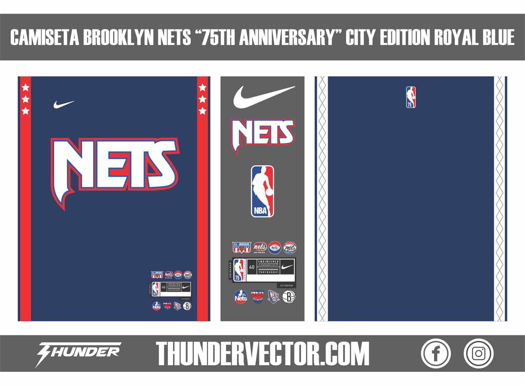 Camiseta Brooklyn Nets â75th Anniversaryâ City Edition Royal Blue
