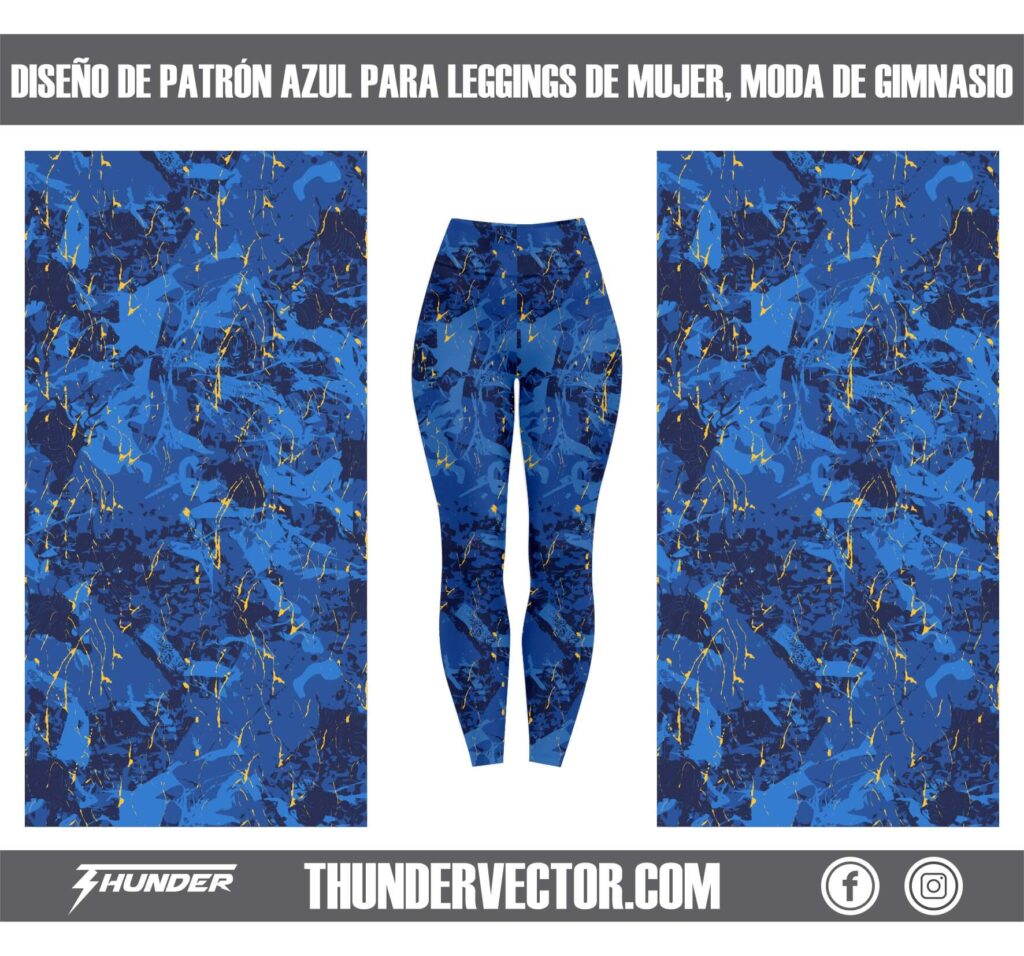 Diseño de patrón azul para leggings de mujer, moda de gimnasio