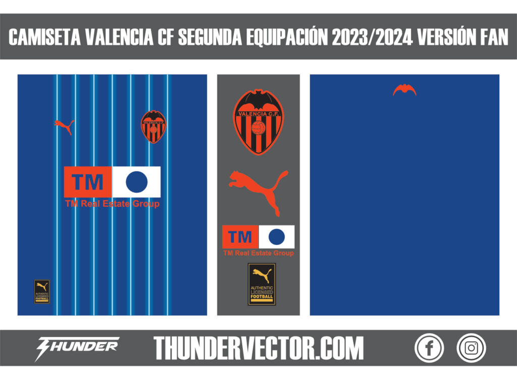 Camiseta Valencia CF segunda equipación 2023-2024 versión fan
